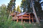 Cabin porch offers beautiful lake views 